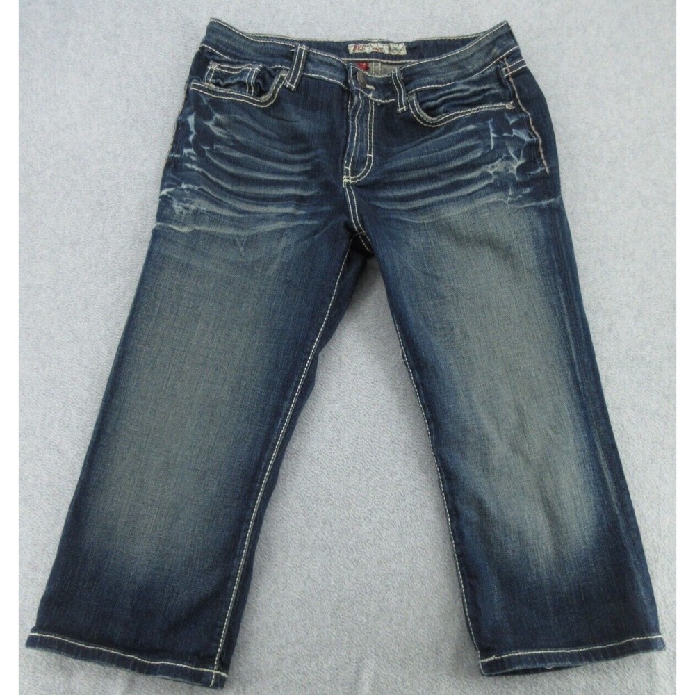 BKE Womens Kate Capri Slim Dark Wash Thick Stitch Stretch Denim Jeans 31
